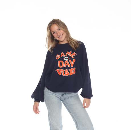 Game Day Vibes Sweatshirt / Navy Orange