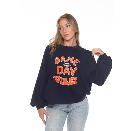 Game Day Vibes Sweatshirt / Navy Orange